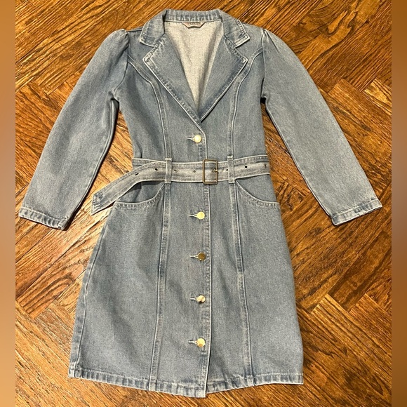 LICHI Germany Designer Denim Long Sleeve Belted Button Down Dress Pockets NEW XS - Picture 1 of 8